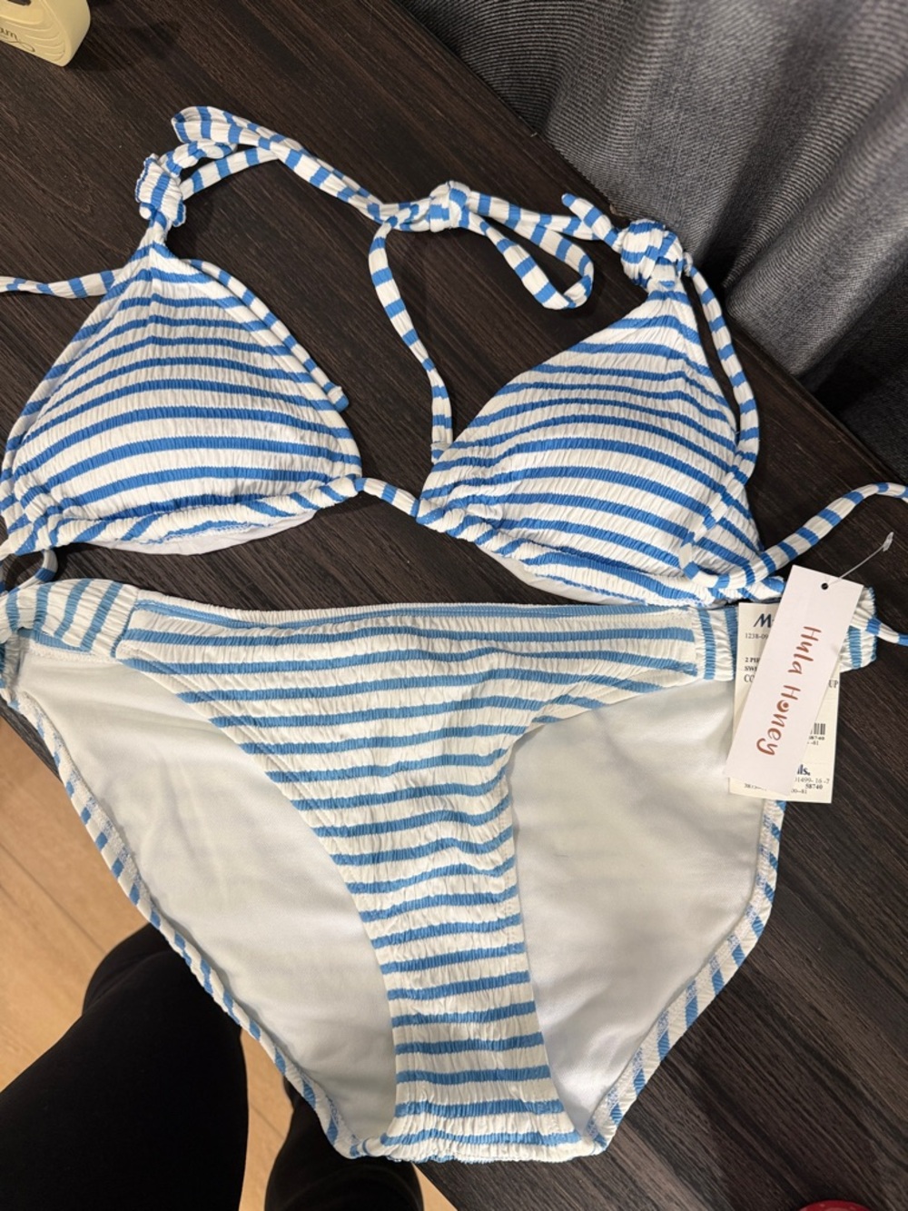 NWT! Blue and White Striped Bikini Set